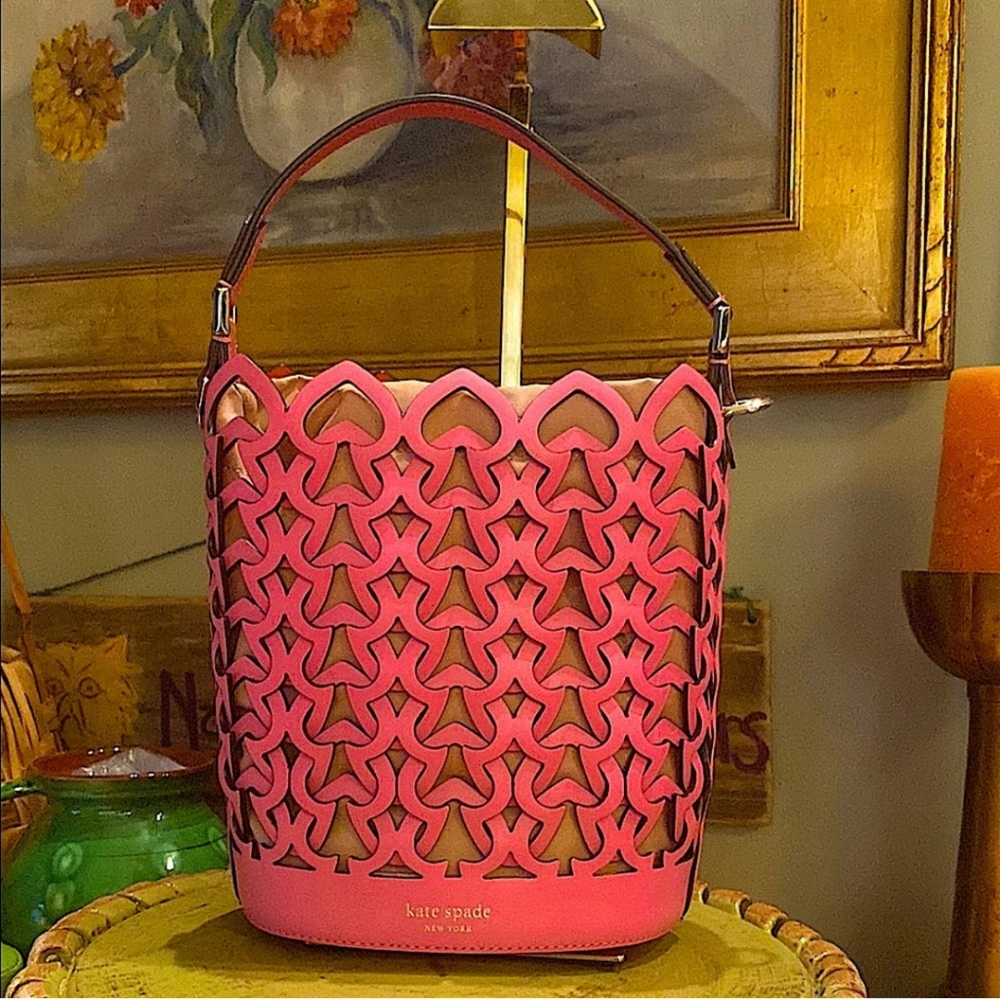 Kate Spade New York Dorie Small Bucket Bag Hibiscus Tea Pink Purse  (Sold Out)